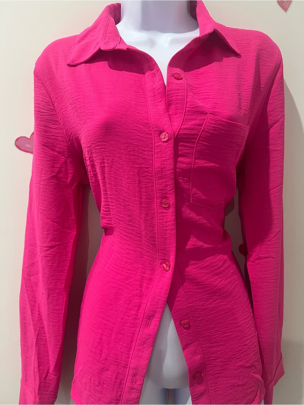 Timing Hot Pink Button-Down Collared Shirt